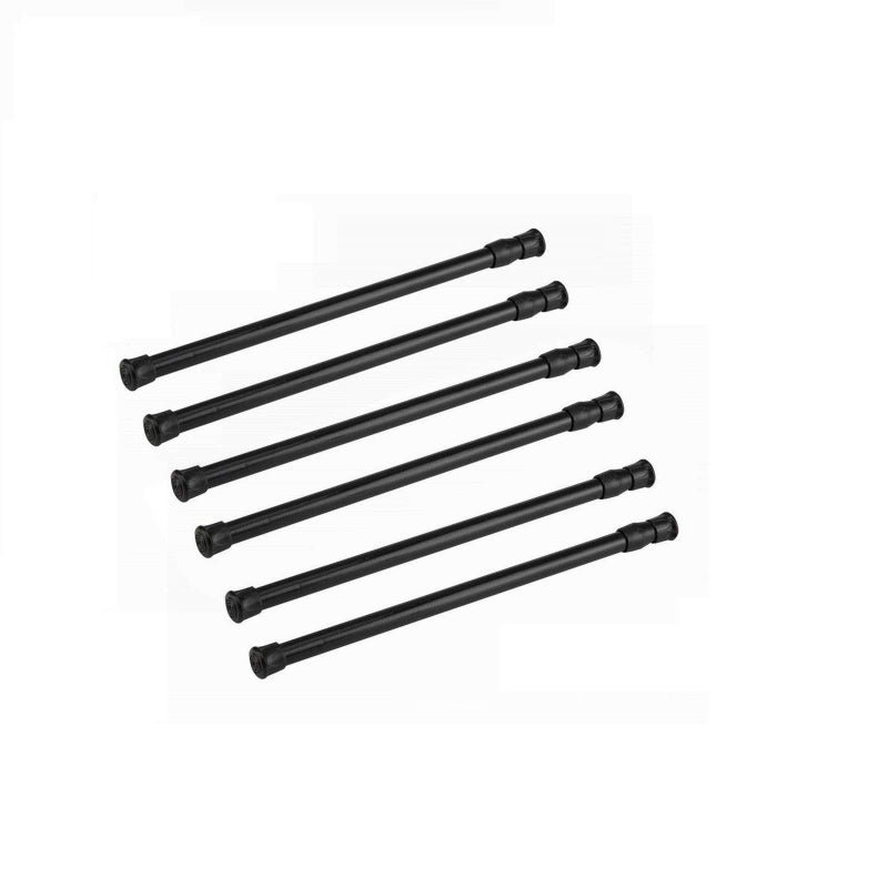 qinnsou 6 Pack Tension Rods, Adjustable Spring Steel Cupboard Bars Tension Curtain Rod Shower Rod Extendable Width 15.7-28 Inches (Black) - Image 1